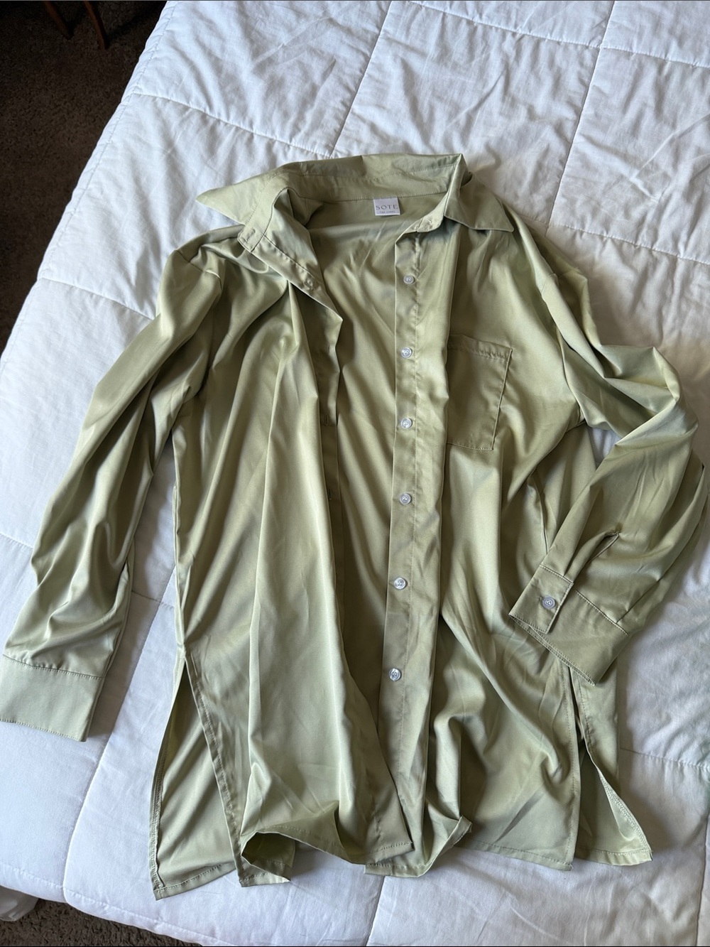 Light Olive Green Button-Up Women's Blouse